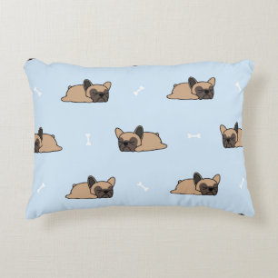 Cute french bulldog puppy sleeping seamless patter decorative cushion