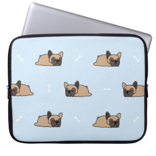 Cute french bulldog puppy sleeping seamless patter laptop sleeve