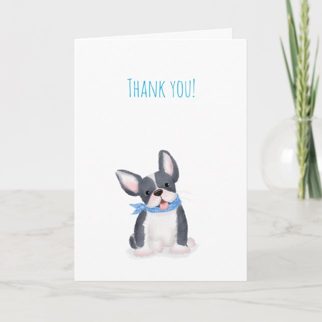 Cute French bulldog puppy thank you card (Front)