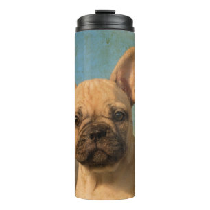 Cute French Bulldog Puppy Vintage Portrait Photo - Thermal Tumbler