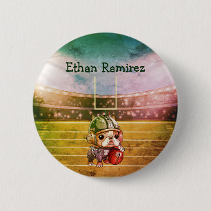 Cute French bulldog quarterback Football Stadium 6 Cm Round Badge