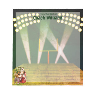 Cute French bulldog quarterback stadium cartoon Notepad