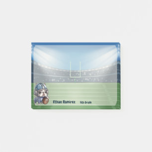 Cute French bulldog quarterback stadium cartoon Post-it Notes
