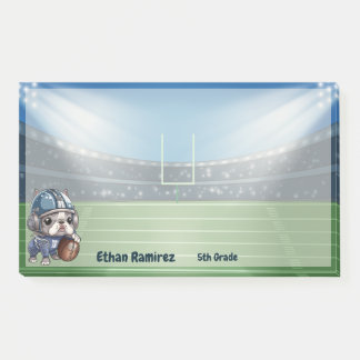 Cute French bulldog quarterback stadium cartoon Post-it Notes