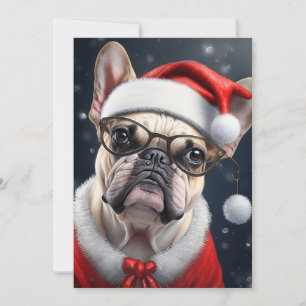 Cute French Bulldog Santa Christmas Holiday Design Card