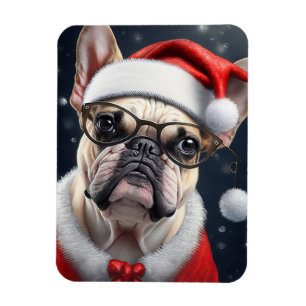 Cute French Bulldog Santa Christmas Holiday Design Magnet