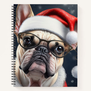 Cute French Bulldog Santa Christmas Holiday Design Notebook