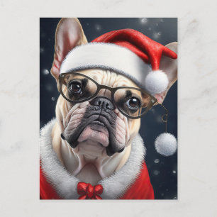 Cute French Bulldog Santa Christmas Holiday Design Postcard