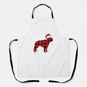 Cute French Bulldog Santa Hat Christmas Red Plaid Apron