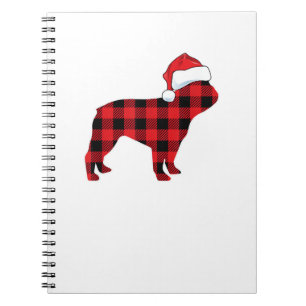 Cute French Bulldog Santa Hat Christmas Red Plaid  Notebook