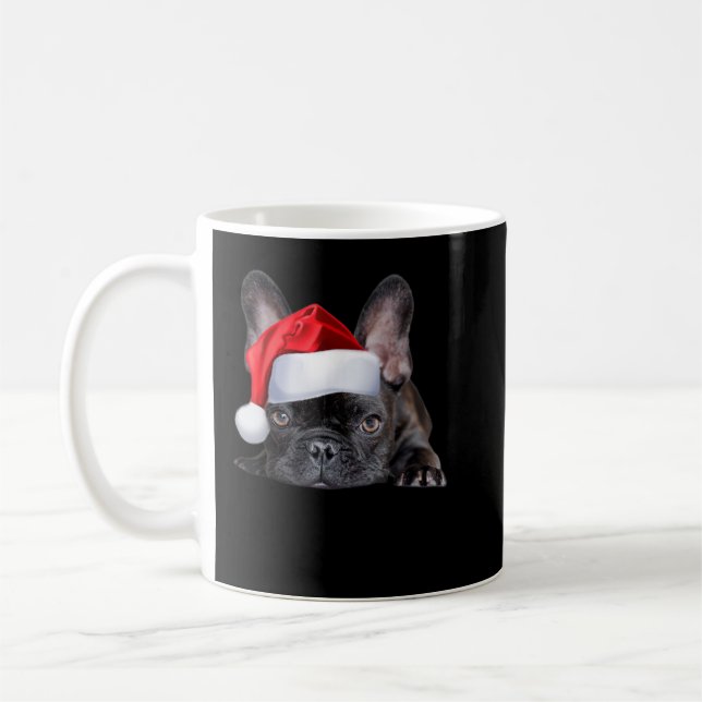 Cute French Bulldog Santa Hat Frenchie Image Chris Coffee Mug (Left)
