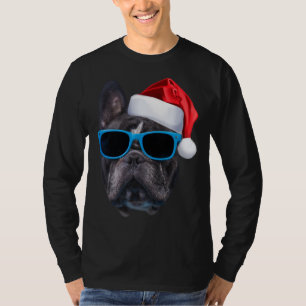 Cute French Bulldog Santa Hat Image Funny Christma T-Shirt