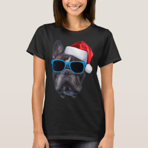Cute French Bulldog Santa Hat Image Funny Christma T-Shirt