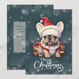 Cute French Bulldog Santa Hat Merry Christmas Holiday Card
