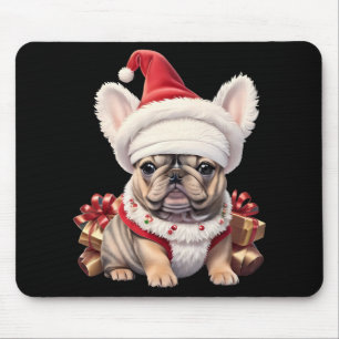Cute French Bulldog Santa Hat Merry Christmas T Sh Mouse Pad