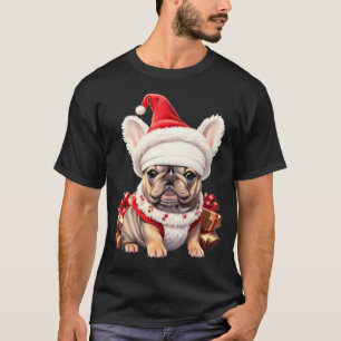 Cute French Bulldog Santa Hat Merry Christmas T Sh T-Shirt