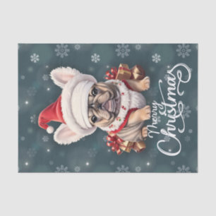 Cute French Bulldog Santa Hat Merry Christmas Tissue Paper