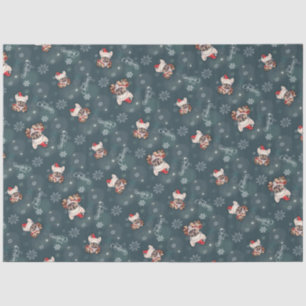 Cute French Bulldog Santa Hat Merry Christmas Tissue Paper