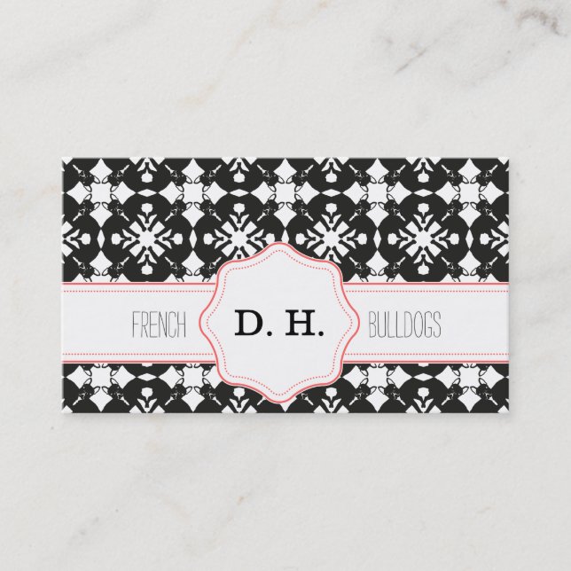 Cute French Bulldog Silhouette Pattern  Business Card (Front)
