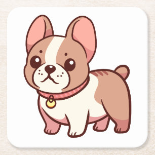 Cute French Bulldog Square Paper Coaster