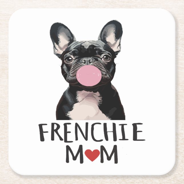 Cute French bulldog Square Paper Coaster (Front)