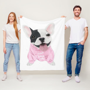 Cute French Bulldog Stuck   Just Love Me Fleece Blanket