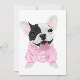 Cute French Bulldog Stuck Just Love Me Holiday Card