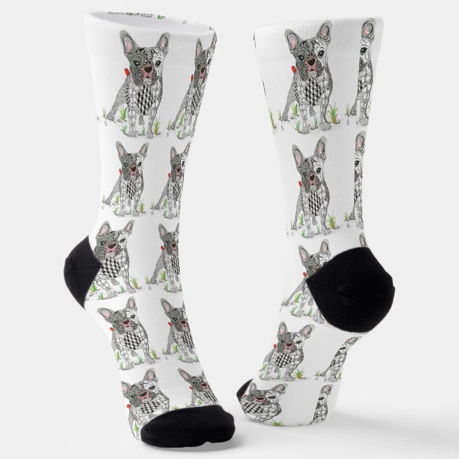 Cute French+Bulldog Sustainable Socks (Angled)