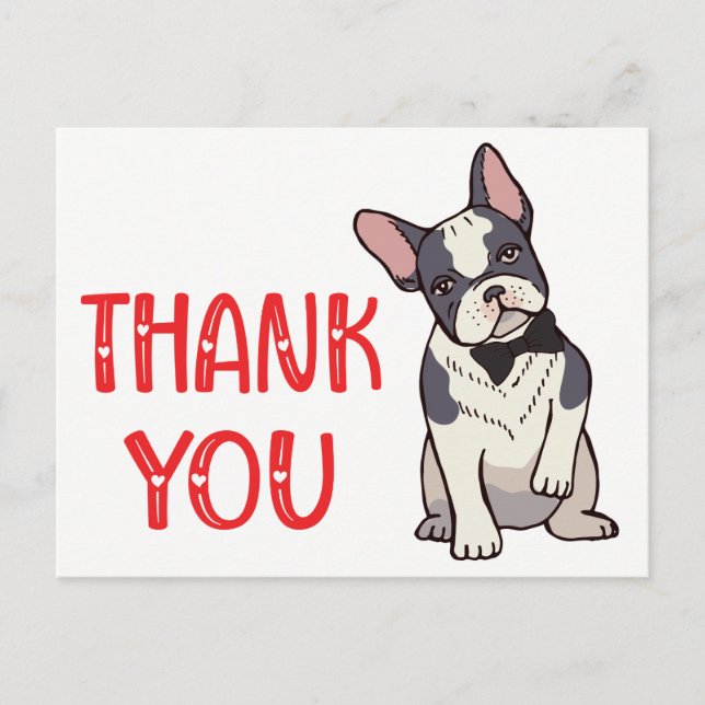 Cute French Bulldog Thank You Frenchie Puppy Dog Postcard (Front)