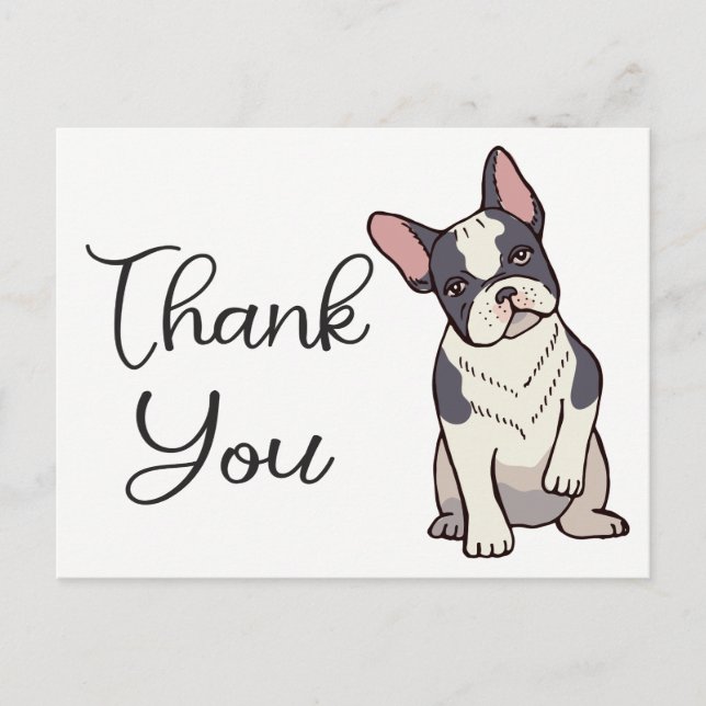Cute French Bulldog Thank You Frenchie Puppy Dog Postcard (Front)