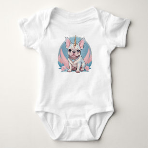 Cute French Bulldog Unicorn Pastel pink Baby Bodysuit