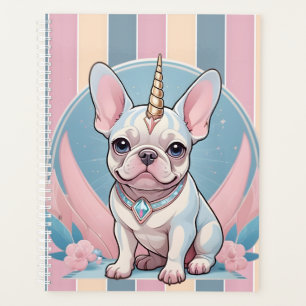 Cute French Bulldog Unicorn Pastel pink Planner