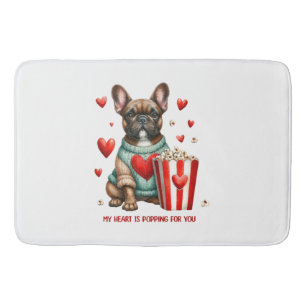 Cute French Bulldog Valentines Day heart Bath Mat