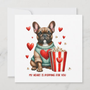 Cute French Bulldog Valentines Day heart Invitation