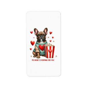 Cute French Bulldog Valentines Day heart Label