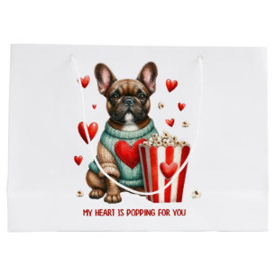 Cute French Bulldog Valentines Day heart Large Gift Bag