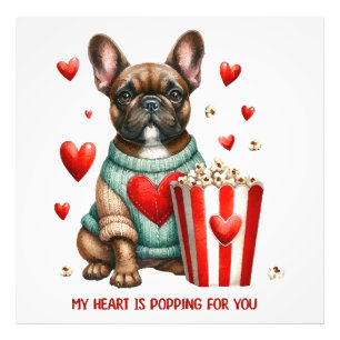 Cute French Bulldog Valentines Day heart Photo Print