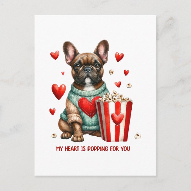 Cute French Bulldog Valentines Day heart Postcard (Front)