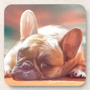 Cute French Bulldog Water Colour Art Painting Coaster
