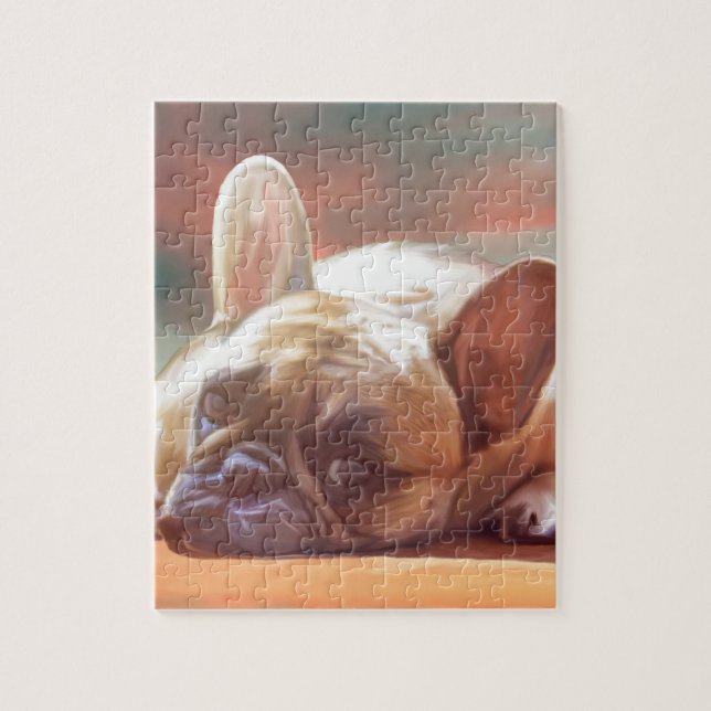 Cute French Bulldog Water Colour Art Painting Jigsaw Puzzle (Vertical)
