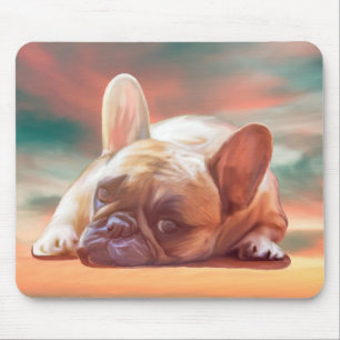 Cute French Bulldog Water Colour Art Painting Mouse Pad