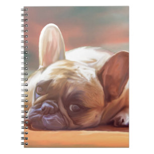 Cute French Bulldog Water Colour Art Painting Notebook