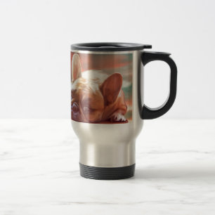 Cute French Bulldog Water Colour Art Painting Travel Mug
