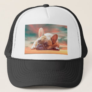 Cute French Bulldog Water Colour Art Painting Trucker Hat