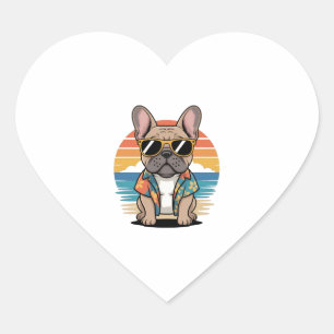Cute French Bulldog wearing sunglasses Heart Sticker