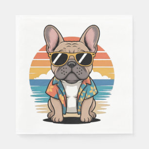 Cute French Bulldog wearing sunglasses Napkin