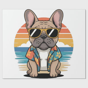 Cute French Bulldog wearing sunglasses Wrapping Paper