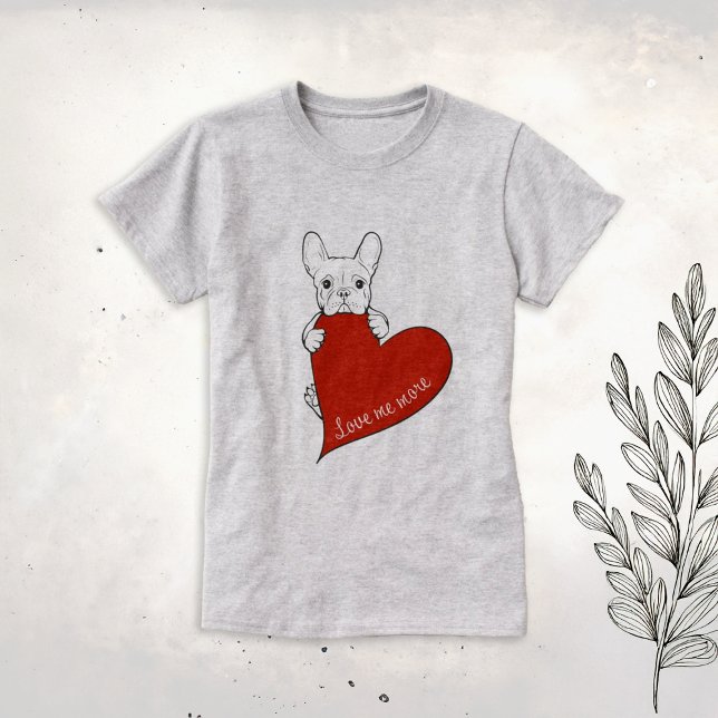 Cute French Bulldog with a Red Heart T-Shirt (Creator Uploaded)