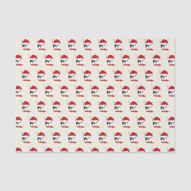 Cute French Bulldog with a Santa Hat - Christmas   Tissue Paper (Front)