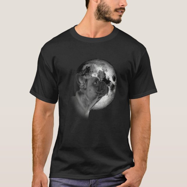 cute French Bulldog with Moon Frenchie Dog T-Shirt (Front)
